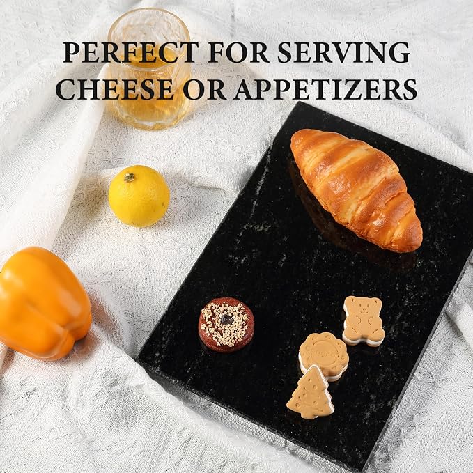 Koville Brazilian Natural Granite Cutting Board for Kitchen, 12x8inch Extra Large Hand Crafted Stone Slab for Cheese, Charcuterie, Pastry Board - Wedding Gift, House Warming Gift