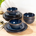 GBHOME Ceramic Dinnerware Sets,12 pcs Embossed Elegant Stoneware Plates and Bowls Sets, Housewarming Wedding Gift | Dishwasher & Microwave Safe | Dishes Set Service for 6