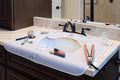 Sink Splash Guard - Home Essentials Faucet Mat for Clean and Dry Bathroom Counter - Absorbent Fast Drying Non Slip Protector - Soft Microfiber with Waterproof Rubber Grip - Washable - Gray