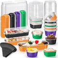 Blushtier 120 Set/240 Pcs Halloween Mini Loaf Pans with Lids and Spoons Halloween Disposable Mini Cake Pans 6.8, 5, 4.2 oz Square Rectangle Round Aluminum Foil Cupcake Baking Cups Dessert Liners Tins