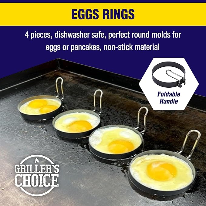 Griller's Choice Griddle Breakfast Kit - Pancake Batter Dispenser, Bacon Press, Egg Rings, Perfect for Family Morning Chefs, Cooks, and Pancake Lovers - Ultimate Pancake Breakfast Set