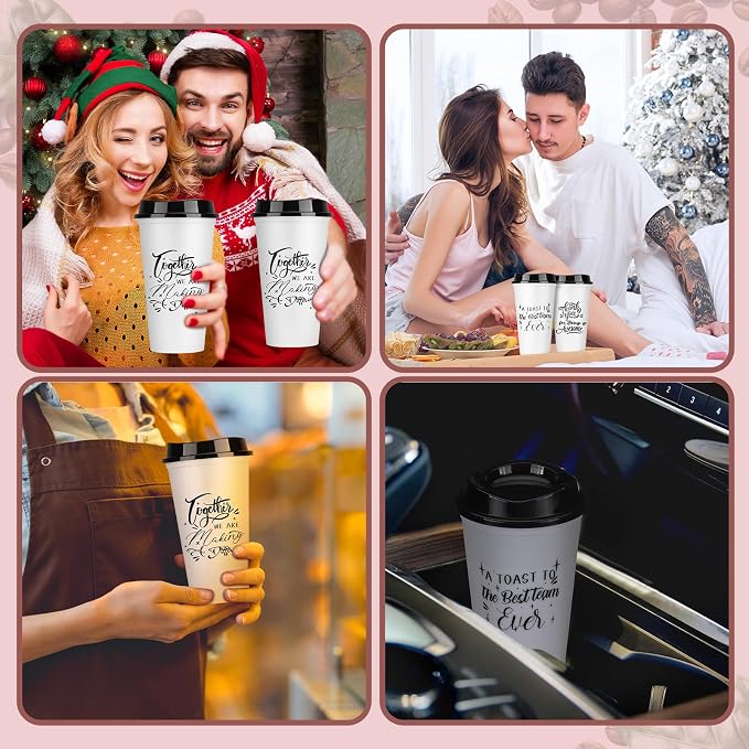 Pickmesh 15 Pcs Employee Appreciation Gifts Bulk 16 oz Plastic Tumblers with Lids Graduation Teacher Appreciation Gifts Reusable Coffee Cups for Staff Volunteer Coworker Team (White)
