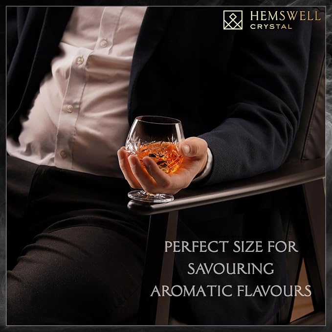 Brandy Snifter Single Cognac Glass - Small Brandy Snifters for Brandy or Whiskey - Cognac Balloon Glass Crystal 8.5oz - Glenrigg Design | Cognac Balloon Glass - European Crystal - 8.5oz - Glenrigg Design