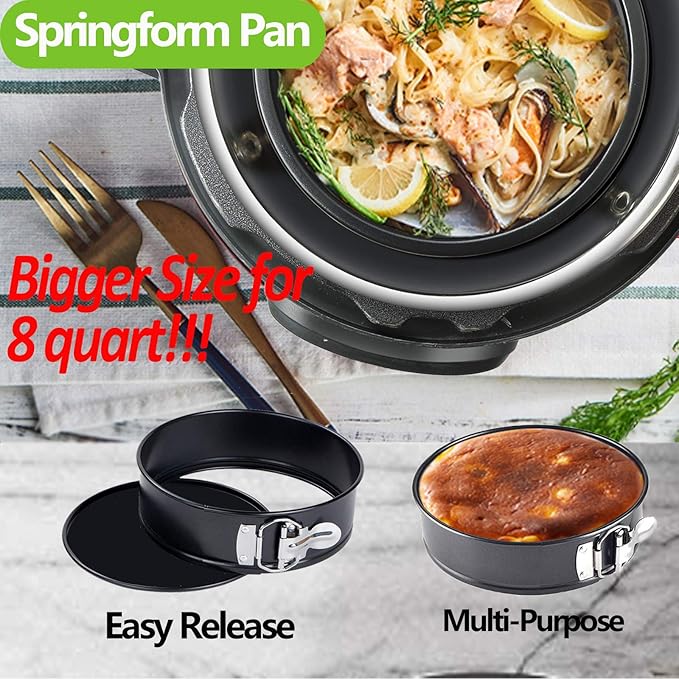 8 Quart Pressure Cooker Accessories Compatible with Instant Pot 8 Qt Only - Steamer Basket, Silicone Sealing Rings, Egg Bites Mold, Glass Lid, Springform Pan, Egg Steamer Rack and More