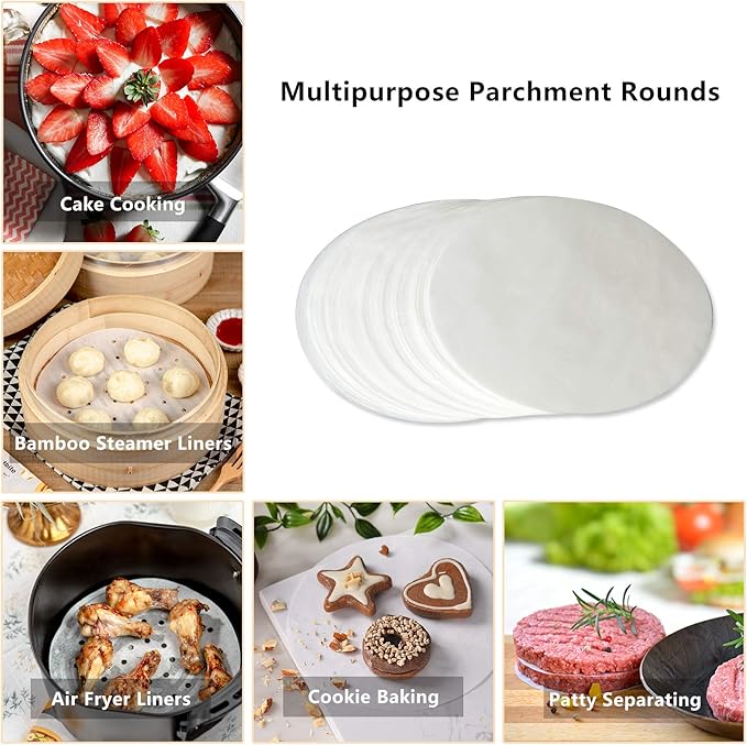 Katbite 6 Inch 800Pcs Parchment Paper Rounds, Round Baking Sheets Paper, Uses for Cake Baking, Patty Separating, Tortilla Wrapping