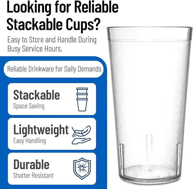 CFS Stackable™ Plastic Tumbler 20 Ounces Clear (Pack of 72)