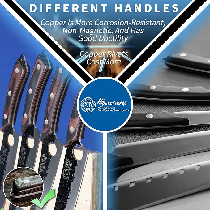 XYJ Professional Serbian Chef Knife Set with Roll Bag, Japanese Culinary Knives, Meat Cleaver, Kitchen Chopping Knife, and Protective Sleeves, Perfect for Home Cooking or Outdoor Camping (13)
