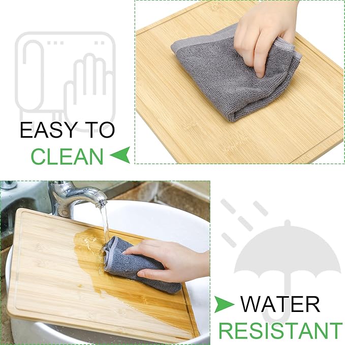 Eaasty 10 Pieces Bamboo Cutting Boards Set Bamboo Chopping Board Bulk Wooden Cutting Thick Sturdy Chopping with Juice Groove for Kitchen Meat Cheese and Vegetables Heavy Duty Serving Tray