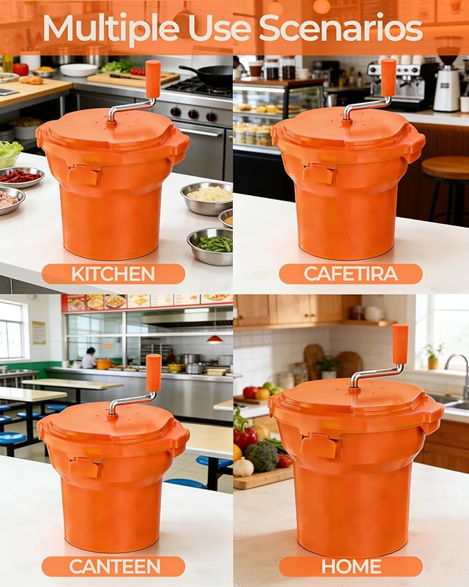 Commercial Salad Spinner - 2.5 Gallon Salad Dryer w/Aluminum Handle & Draining Hose, 10Qt Manual Salad Spinner for up to 3 Heads of Lettuce Spinner Large for Catering Kitchen Cafe