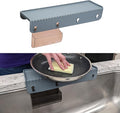 SiliProducts SiliSink Silicone Sink Edge Guard for Kitchen Sink - Fits 3.75” - 4” Wide - The Original Silicone Edge Protector with Sponge Caddy, 14” Gray