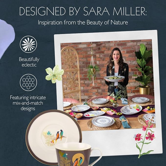 Portmeirion Sara Miller Chelsea Tea Cup & Saucer - Dark Grey, Set of 2