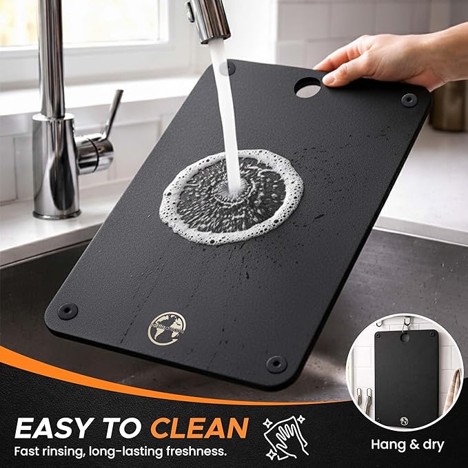Composite Wood Cutting Board Set of 3 – Dishwasher Safe, Non-Toxic & Plastic-Free Cutting Boards for Kitchen – Extra Large, Large & Small Non-Slip Wood Charcuterie & Chopping Boards (Black)