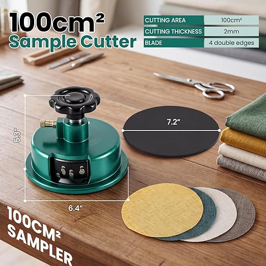 NEWTRY 1000g/0.01g Electronic Fabric GSM Scale Digital Textile Weight Balance with a 0-2mm Disc Sampler Cloth Cutter for Textile Paper Non-Woven Fabrics (110V Scale + Sampler)