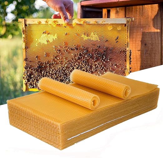 30pcs Beeswax Sheets, Bee Hive Foundation Sheets, Beehive Wax Foundation Sheets, Beeswax Honeycomb Sheets for Beekeeping Candle Making