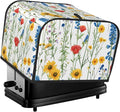 Summer Wildflower Covers for 4 Slice Toasters,Cute Country Bread Machine Cover with Handle,Washable Stain Resistant Kitchen Small Appliance Cover Dining Decor