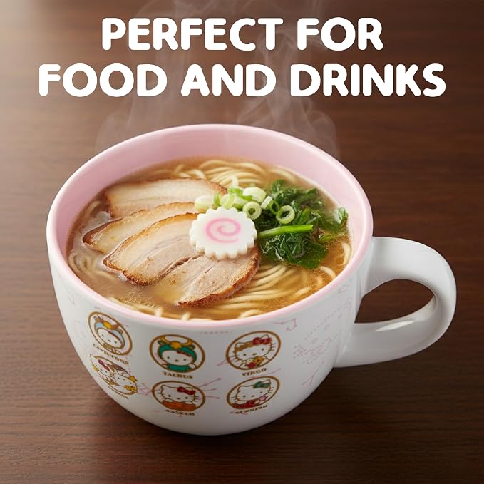 Silver Buffalo Sanrio Hello Kitty Astrology Signs Zodiac Ceramic Soup Mug, 24 Ounces