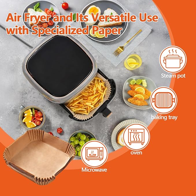 UBeesize Parchment Liners for Ninja Crispi Air Fryer, Disposable 250 (125+125) PCS Ninja Crispi Accessories for Ninja Crispi 4-in-1 Portable Glass, Non-Stick Unbleached Paper Liners