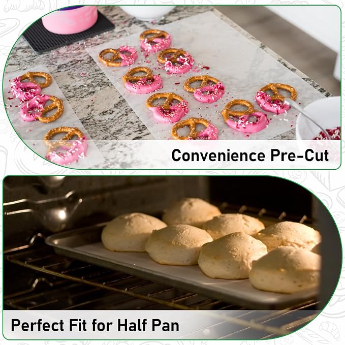 EcoDispose Non-Stick Precut Parchment Paper Baking Sheets Half Pan liner for Bake (12-3/16" x 16-3/8",White,500PCS)