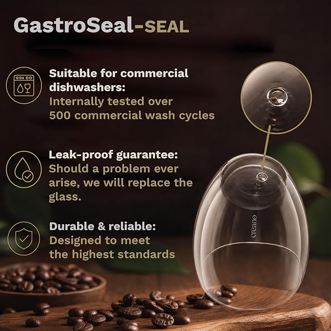 Creano Premium Double-Walled Drinking Glasses 12.5oz / 400 ml - Set of 6 - Professional Quality - 100% Dishwasher Safe | 100% dishwasher safe thanks to GastroSeal seal therefore catering quality - double wall glass