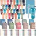 Teenyyou 90 Pcs Employee Appreciation Gift Set, 16oz Tumbler with Lid Notebook Pen Bulk Thank You Gift Holiday Party Favor for Teachers Office Coworker Teacher Staff Team (Bright Color,Elegant Style)