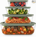 Naked Kitchen 8-Piece Food Storage Containers with Lids – Nesting Borosilicate Glass Meal Prep Containers with Leak-Proof Airtight Seal – BPA Free, Microwave, Oven, Freezer & Dishwasher Safe – Green