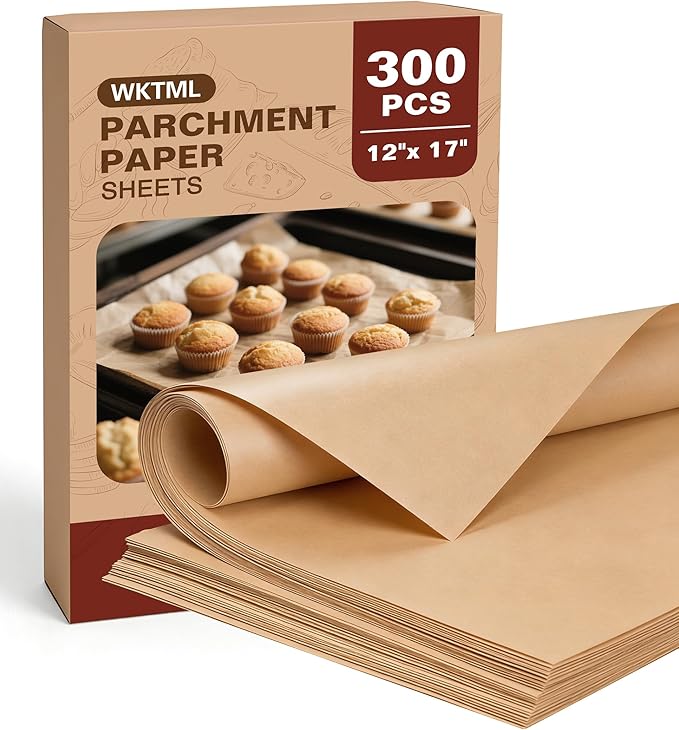 300 Pcs Parchment Paper Sheets, 12x17 Inches Unbleached Baking Paper, Non Stick for Gently Baking, Pre-Cut Half Sheet Parchment Paper for Oven, Air Fryer Liners, Microwave