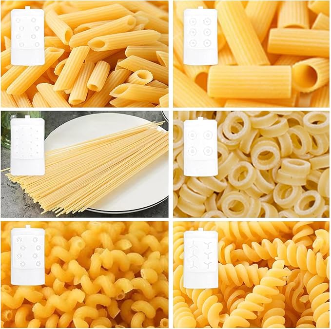 Pasta Maker Attachment for Kitchen aid Stand Mixers with 6 Interchangeable Different Shapes of Pasta Outlet and Cleaning Brush, Durable Pasta Press Attachments (White)
