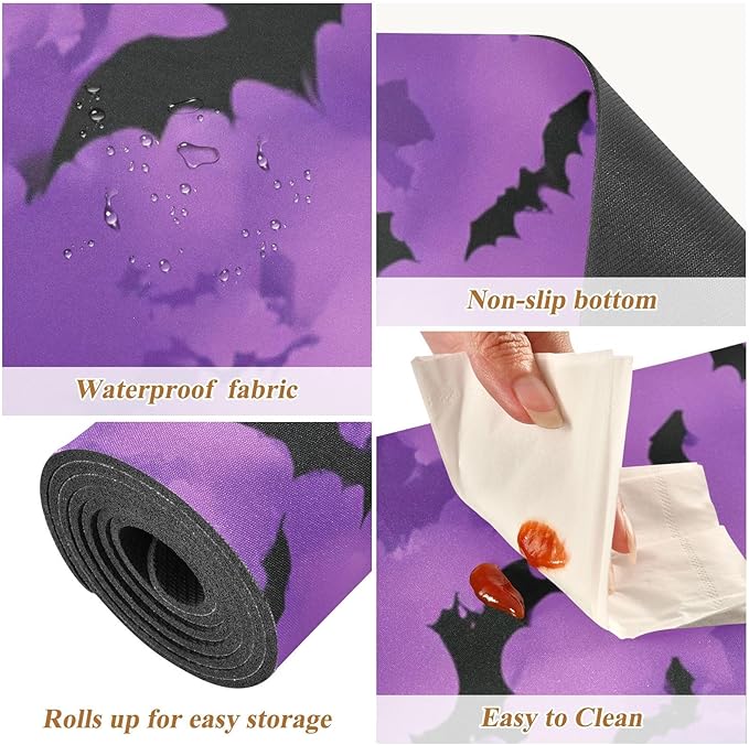Puprle Bats Trivet Table Runner Heat Resistant 230F for Hot Dishes Pots Plates Kitchen Dining Table Protector Decorative 39.37 X 11.8 Inch