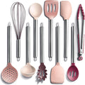 COOK WITH COLOR Silicone Cooking Utensils, Kitchen Utensil Set, Easy to Clean Silicone Kitchen Utensils, Cooking Utensils for Nonstick Cookware, Kitchen Gadgets Set, 10 Pieces, Rose