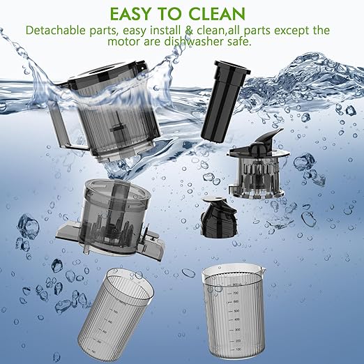 Electactic Cold Press Juicer, 4.4" Large Feed Chute Juice High Juice Yield with Slow Masticating Juicer for Whole Vegetables & Fruits, Stainless Steel