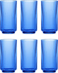 Mesa 22 oz Durable Acrylic Jumbo Drinking Glasses, Shatter-Resistant and Dishwasher-Safe Indoor/Outdoor Drinkware for Water, Iced Tea, Juice, and Cocktails - Cobalt Blue - Set of 6