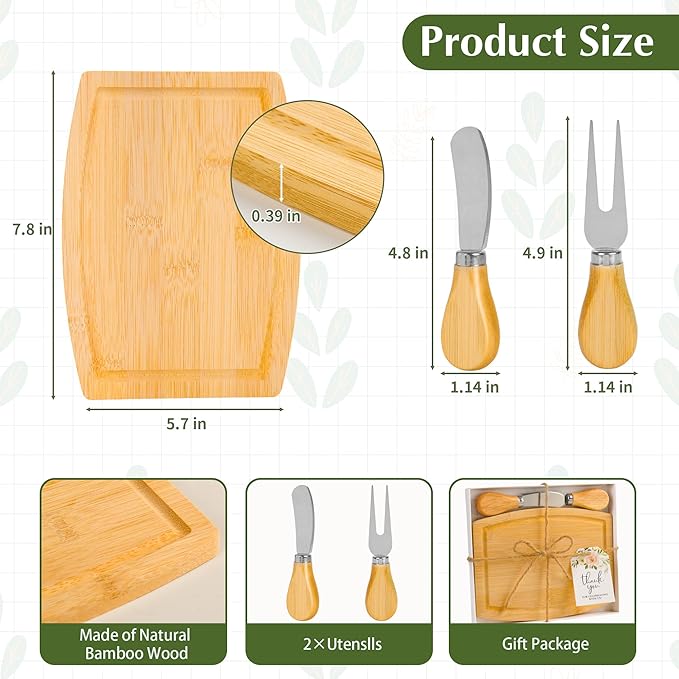 12 Set Baby Shower Prizes For Game Winners Adults,Thank You Gift Bulk,Bamboo Mini Cheese Boards Charcuterie Boards with Knives Forks,Bridal Shower Gifts Baby Shower Wedding Favors For Guests
