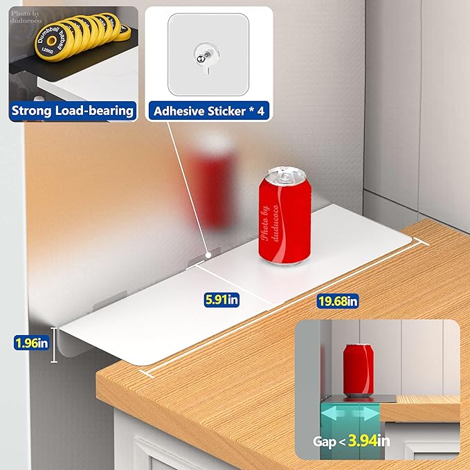 Metal Kitchen Refrigerator Gap Partition Countertop Gap Extension Board, Refrigerator Side Partition, Gap Covers Between Countertop And Walls, No Drill (White, 19.7 * 5.9inch)