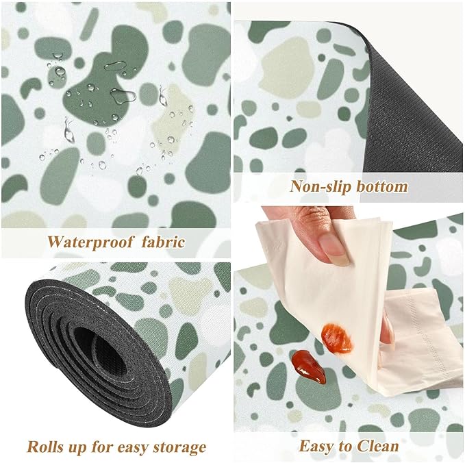 Heat Resistant Table Runner Trivet for Hot Pots and Pans 39 x 12 Inch Long Hot Pad Decorative Table Protector for Kitchen Countertop Terrazzo Green
