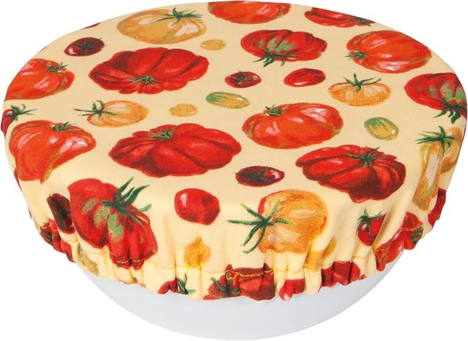 Now Designs Heirloom Tomatoes Bowl Covers Set of 2, DIA7.5in & DIA9.25in, Reusable