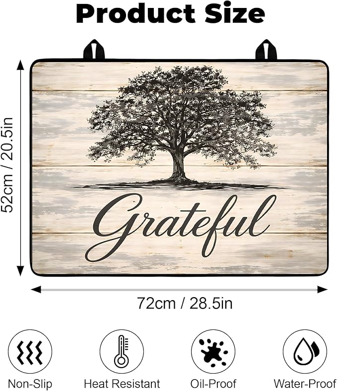 Stove Top Cover- Mat for Electric Stove Protector with Anti-Slip Rubber Coating Dish Drying Mats Scratch-Resistant (Big Tree, 28.5" x 20.5")