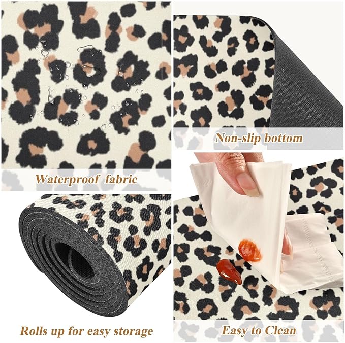 Heat Resistant Table Runner Trivet for Hot Pots and Pans 39 x 12 Inch Long Hot Pad Decorative Table Protector for Kitchen Countertop Leopard Print
