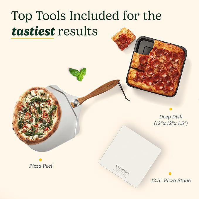 Cuisinart Indoor Pizza Oven – Bake 12” Pizzas in Minutes – Portable Countertop Pizza Oven – Matte Black Stainless Steel - CPZ-120MB