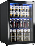 Manastin Beverage Refrigerator Cooler Freestanding Mini Fridge Cooler with Glass Door, Adjustable Shelves & Digital Temperature Display for Soda, Beer or Wine (Black, 2.47 Cu.Ft)