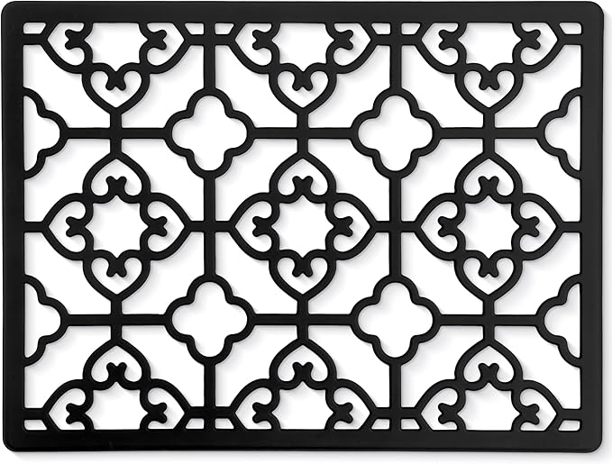 GASARÉ, Extra Large, Thick, Silicone Trivet for Hot Dishes, Pots, and Pans, Heat Resistant Mat for Countertop, Hot Pad for Kitchen, Easy to Clean, 16 x 12 x 3/8 Inches, Black