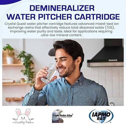Crystal Quest Demineralizer (DI) Water Filter Pitcher Cartridge – Advanced Filtration for Clean, Healthy Water, Removes Contaminants, Long-Lasting, Easy Installation, 500 Gallons Capacity [Pack of 4]