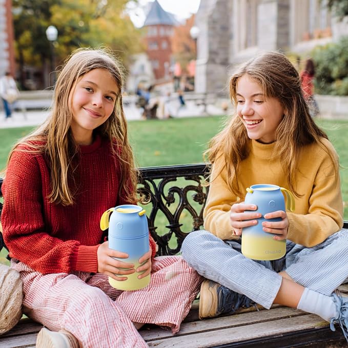 2 Pack Insulated Food Jar Set, 26oz & 18oz Stainless Steel Vacuum Insulated Soup Containers for Hot Food, Leak-Proof Thermal Food Jars with Spoons, Cute Stylish Design for School, Work & Travel(Blue)