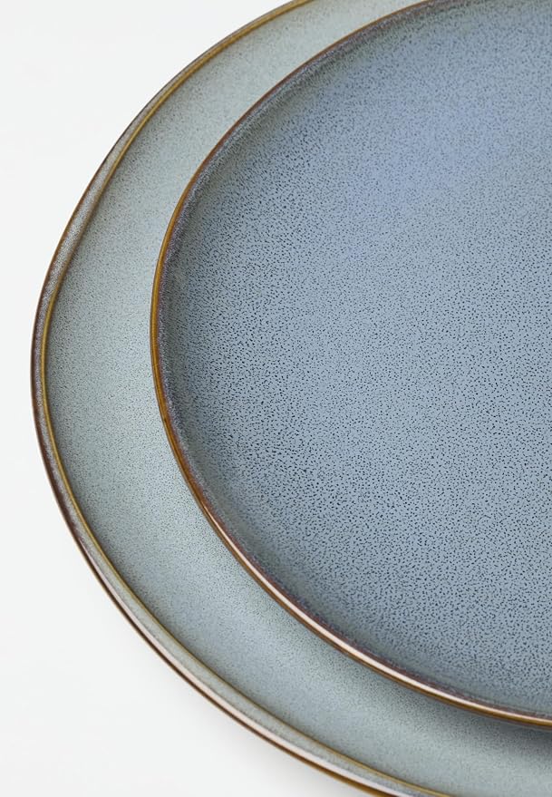 Oneida 897199 Organic Shades 12-Piece Dinnerware Set, Slate Blue