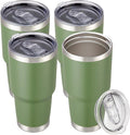 30 oz Tumbler with Lid Stainless Steel Tumblers Bulk Vacuum Insulated Cup Reusable Powder Coated Travel Mug Double Wall Leak Proof Cups Keep Cold Drinks for 12 Hours Army Green, Set of 4