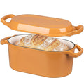 VORRINGARD Oval Dutch Oven Pot with Lid, Enamel Coating Cast Iron Bread Pans for Homemade Sourdough Bread Baking, Cooking, 4 Quart, Yellow