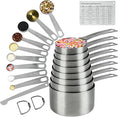 Measuring Cups and Spoons Set, 18/8 Metric & US Stainless Steel 8 Measuring Cups & 9 Spoons with 1 Leveler & 1 Measurement Conversion Chart for Baking & Kitchen