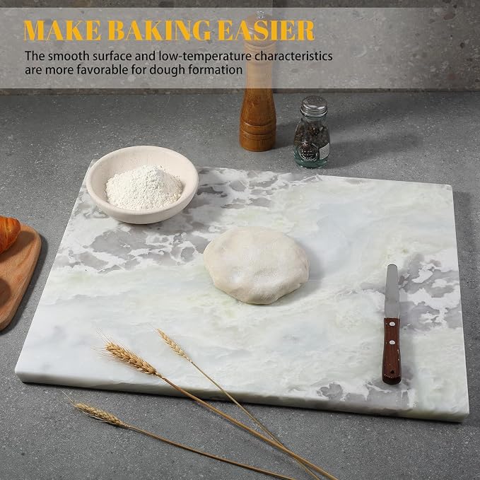 Koville Marble Cutting Board for Kitchen, 20x16 Inches Large Marble Slab Cheese Board, Rectangular Serving Board for Baking Charcuterie Pastry, Natural Stone Board for Countertop(Namib Picasso)