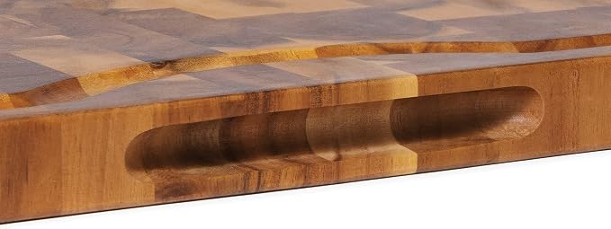 Lipper International 1260 Acacia Supreme End Grain Cutting and Carving Board with Juice Groove, 24" x 16" x 1"