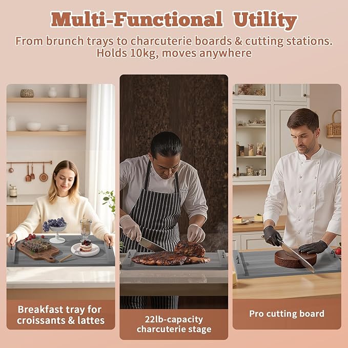 Gas Stove Top Cover: Wooden 30 * 22 Inches Electric Stovetop Covers, Noodle Board with Handles, Wood RV Cutting Board for Kitchen Counter (Grey)