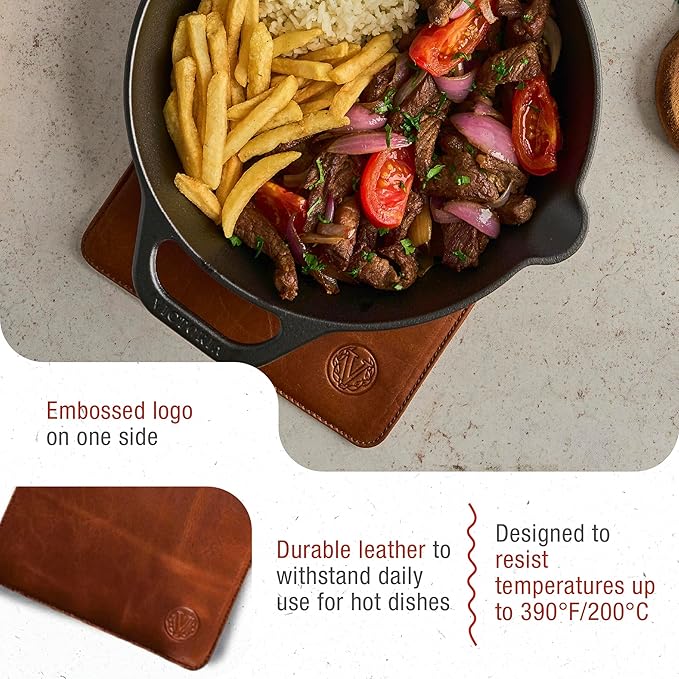 Victoria Leather Trivet for Hot Pots and Pans, Heat-Resistant Kitchen Trivet and Countertop Protector, Handmade in Colombia